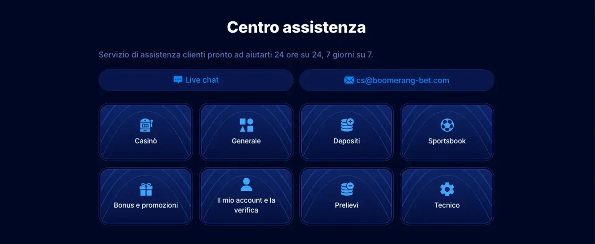 Recensioni e rapporto di prova di Boomerang Bet 2026 5 Come posso contattare l'assistenza di Boomerang Bet e quanto è valida?